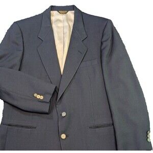 Vtg Nino Cerruti 44L Navy Two Button Up Mens Blazer Sport Coat